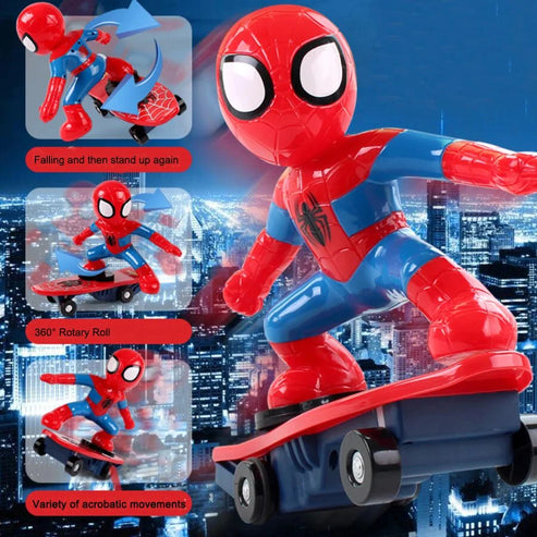 Electrifying Spider Hero Stunt Skateboard Toy - souqsaving.com