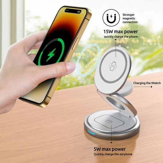 3 In 1 Zinc Alloy Magnetic Folding Wireless Charger